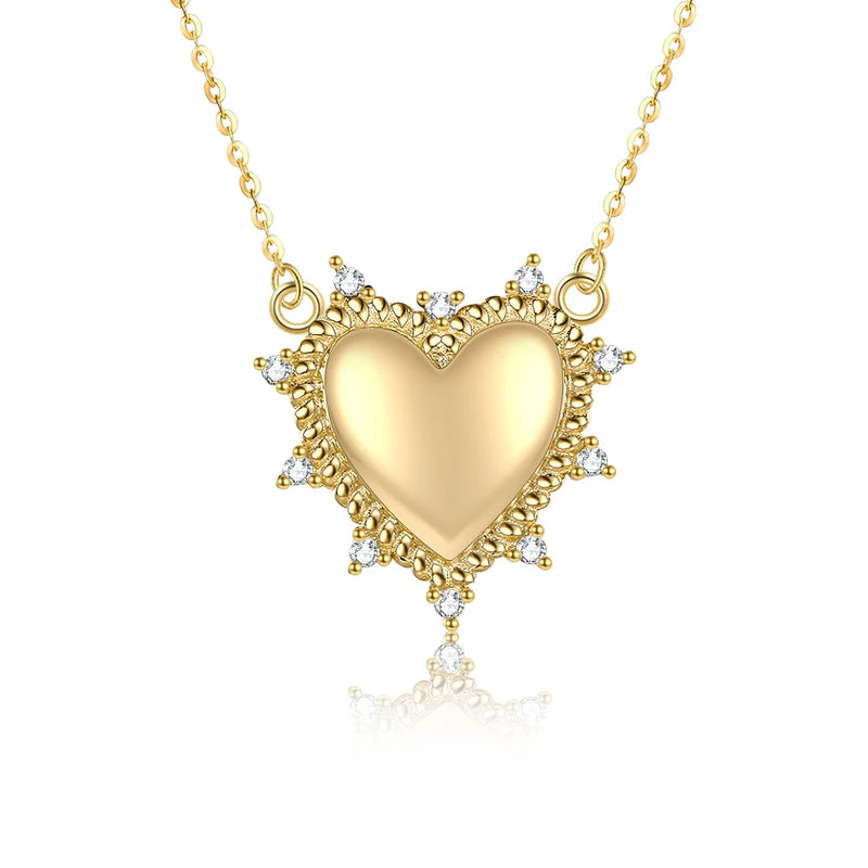 Love Heart 925 Silver Pendant Necklace Women Wedding Gift