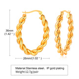 Twisted Circle Stainless Steel Hoop Earrings for Women