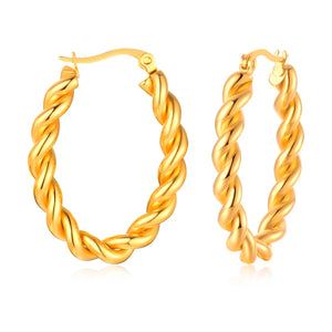 Twisted Circle Stainless Steel Hoop Earrings for Women