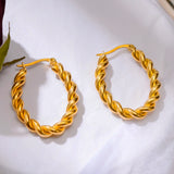 Twisted Circle Stainless Steel Hoop Earrings for Women