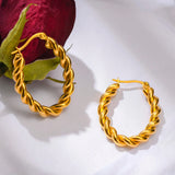 Twisted Circle Stainless Steel Hoop Earrings for Women