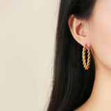 Twisted Circle Stainless Steel Hoop Earrings for Women