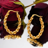 Twisted Circle Stainless Steel Hoop Earrings for Women