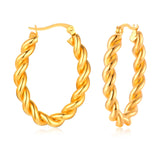Twisted Circle Stainless Steel Hoop Earrings for Women