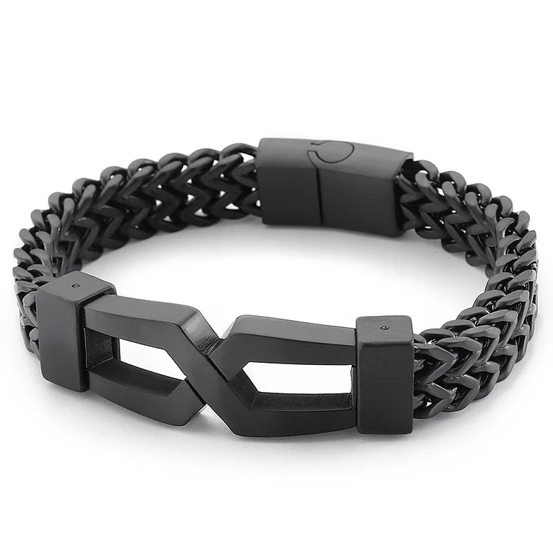 Men's Stainless Steel Link Chain Bracelet with Magnet Clasp
