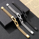 Men's Stainless Steel Link Chain Bracelet with Magnet Clasp