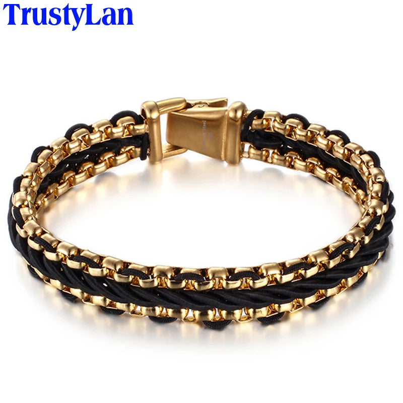 Stainless Steel Bracelet Men 12MM Wide Wrap Jewelry Wristband