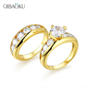 Sterling Silver Zircon Wedding Engagement Ring Set