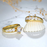 Sterling Silver Zircon Wedding Engagement Ring Set