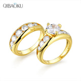 Sterling Silver Zircon Wedding Engagement Ring Set