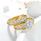 Sterling Silver Zircon Wedding Engagement Ring Set