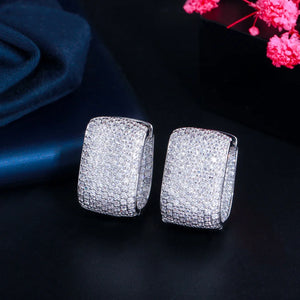 Silver Circle Hoop Earrings CZ Dubai Wedding Jewelry