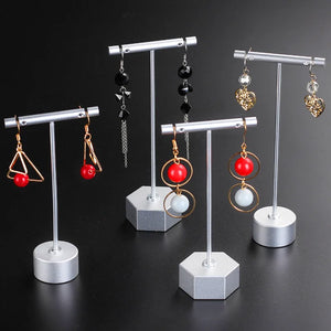Silver T-Shaped Earring Display Stand Jewelry Holder