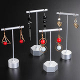 Silver T-Shaped Earring Display Stand Jewelry Holder