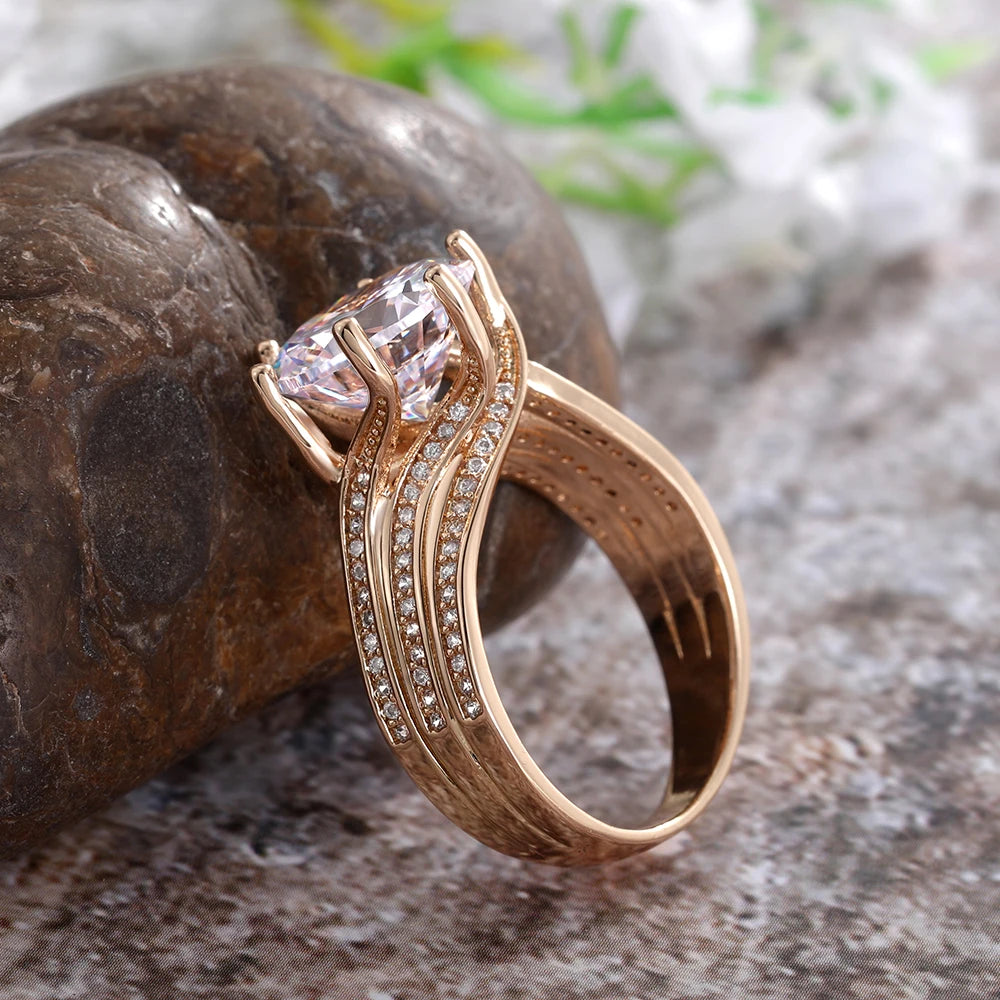 Sparkling CZ Big Rings for Women Men Party Bridal Wedding