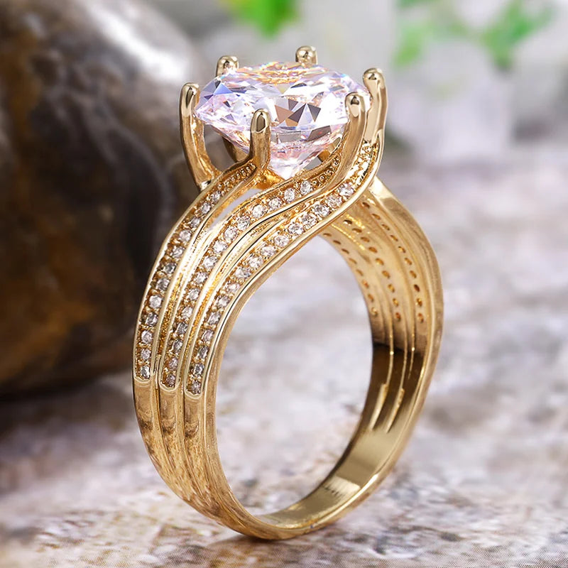 Sparkling CZ Big Rings for Women Men Party Bridal Wedding