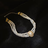 Elegant Simulated Pearl Choker Necklace