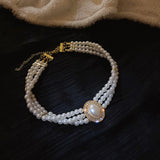 Elegant Simulated Pearl Choker Necklace