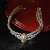 Elegant Simulated Pearl Choker Necklace