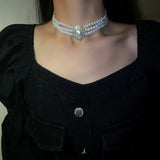 Elegant Simulated Pearl Choker Necklace
