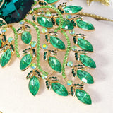 Green Crystal Peacock Brooch Enamel Rhinestone Big Bird Animal Pin