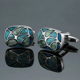 Green Crystal Paisley Men's Cufflinks Vintage Wedding Accessories