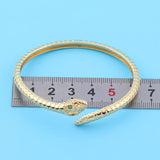 Green Eye Zircon Snake Bracelet Double Layer Plated Adjustable Party Jewelry