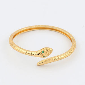 Green Eye Zircon Snake Bracelet Double Layer Plated Adjustable Party Jewelry