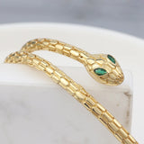 Green Eye Zircon Snake Bracelet Double Layer Plated Adjustable Party Jewelry