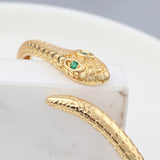 Green Eye Zircon Snake Bracelet Double Layer Plated Adjustable Party Jewelry