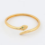 Green Eye Zircon Snake Bracelet Double Layer Plated Adjustable Party Jewelry