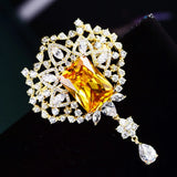 Green Zircons Brooch for Women Emeralds Brooches Pins Broach Jewelry