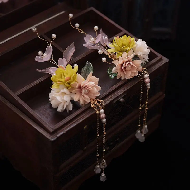 Vintage Flower Hairpin Hanfu Hair Clip for Women