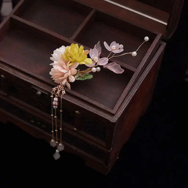 Vintage Flower Hairpin Hanfu Hair Clip for Women