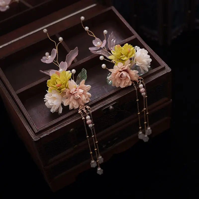 Vintage Flower Hairpin Hanfu Hair Clip for Women