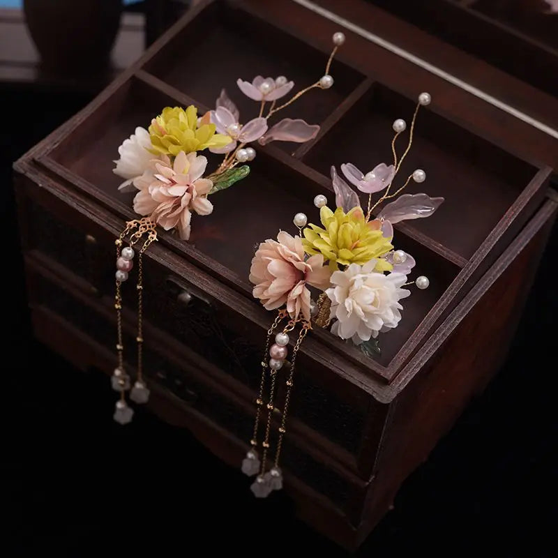 Vintage Flower Hairpin Hanfu Hair Clip for Women