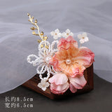 Pearl Fabric Flower Hairpin Hanfu Hair Accessories for Women Girls
