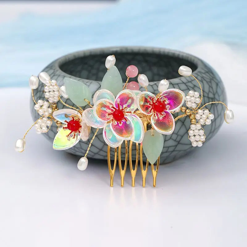 Flower Hair Comb Chinese Hanfu Hairpin