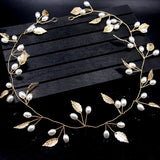 Pearl Crystal Leaf Bride Tiaras Wedding Hair Accessories Headbands