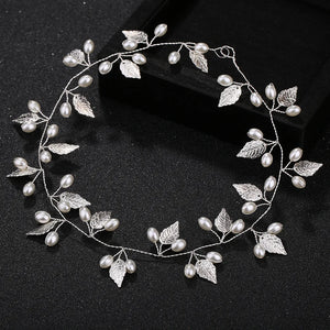 Pearl Crystal Leaf Bride Tiaras Wedding Hair Accessories Headbands