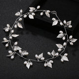 Pearl Crystal Leaf Bride Tiaras Wedding Hair Accessories Headbands