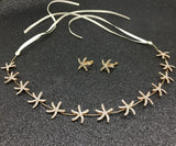 Starfish Crystal Bride Tiaras Wedding Hair Accessories Ribbon Chain
