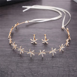 Starfish Crystal Bride Tiaras Wedding Hair Accessories Ribbon Chain