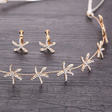 Starfish Crystal Bride Tiaras Wedding Hair Accessories Ribbon Chain