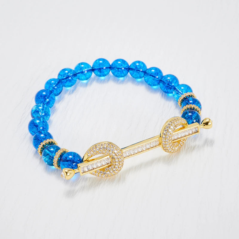 Dark Pop Beads Bracelet with Cubic Zircon Ladies