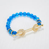 Dark Pop Beads Bracelet with Cubic Zircon Ladies