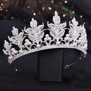 Rhinestone Leaf Bridal Crown Wedding Headdress