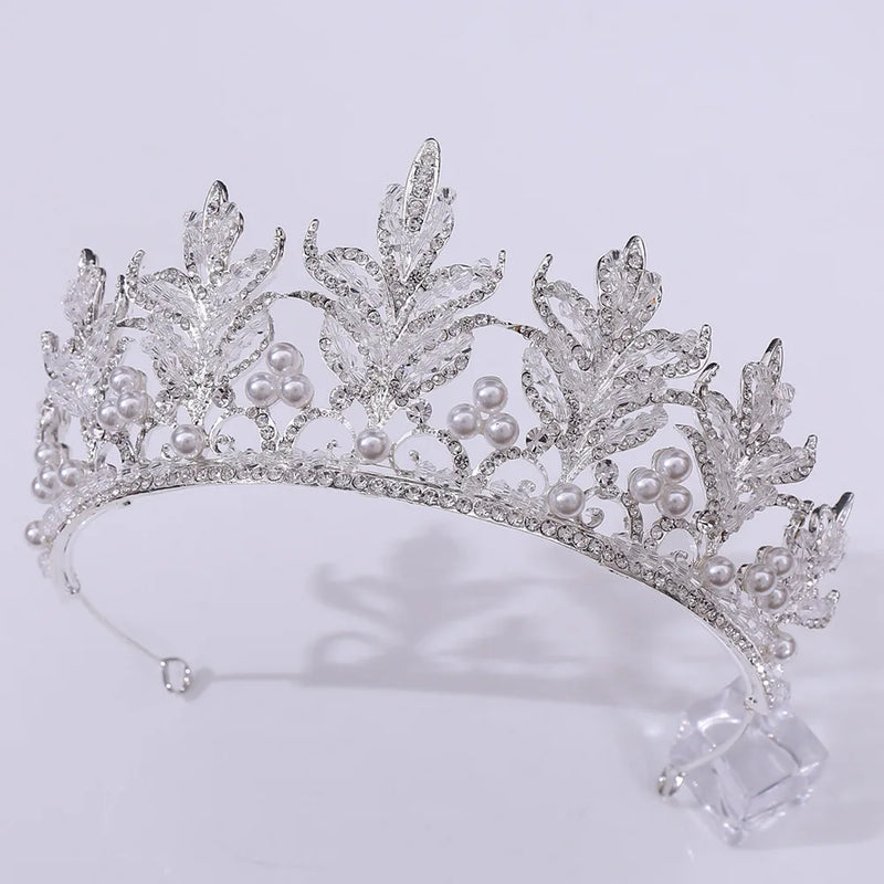 Rhinestone Leaf Bridal Crown Wedding Headdress