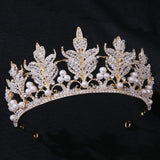 Rhinestone Leaf Bridal Crown Wedding Headdress