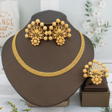 Big Earrings Ring Set 18K Plated Dubai Chain Wedding Jewelry Bridal Accessory